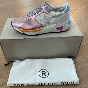 Golden Goose Running Sole sneakers in laminated pink with silver